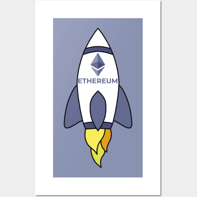 Ethereum To The Moon Rocket Wall Art by DiegoCarvalho